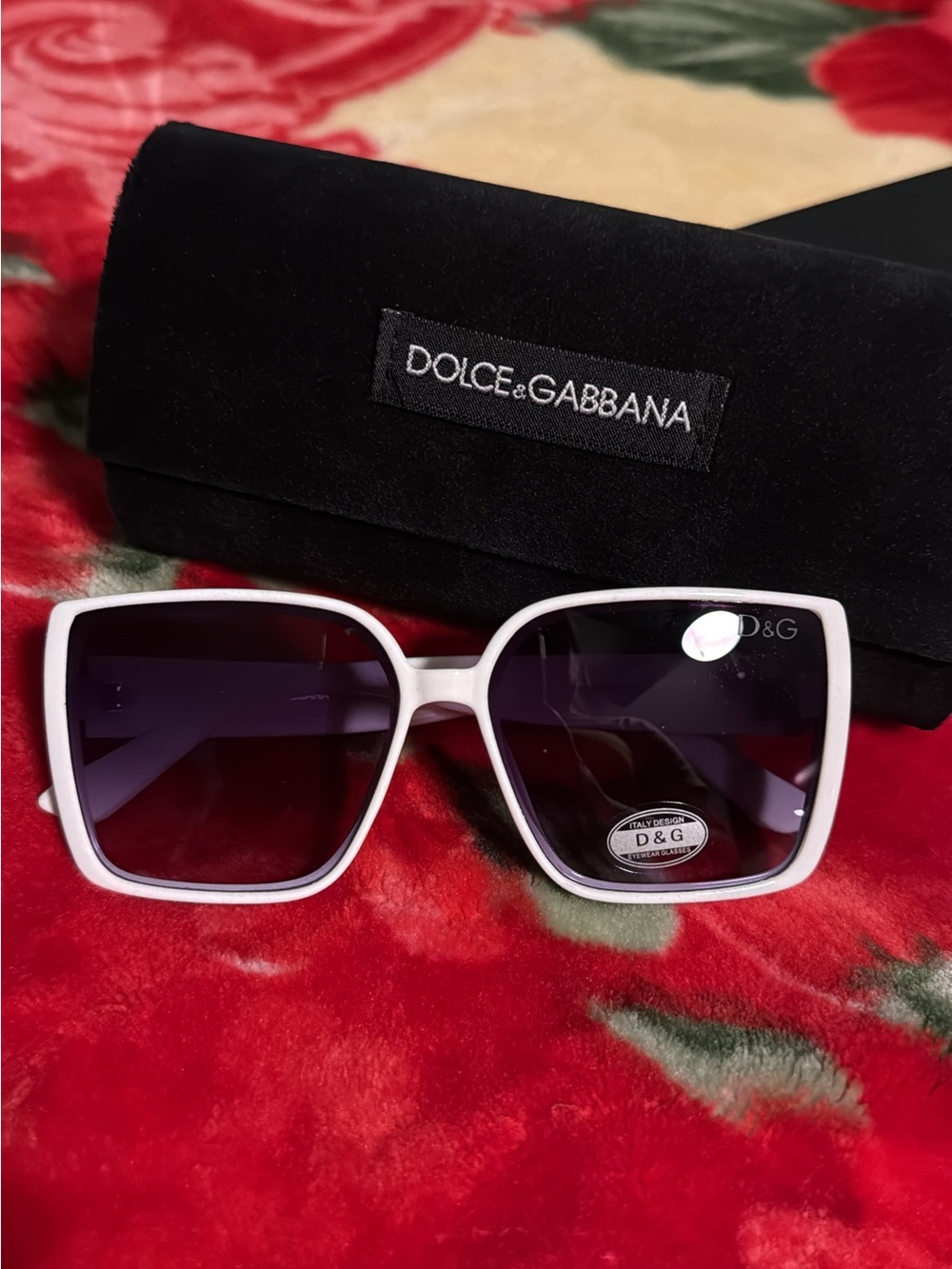 Dolce & Gabbana White Frame Sunglasses with Dark Gradient Lenses